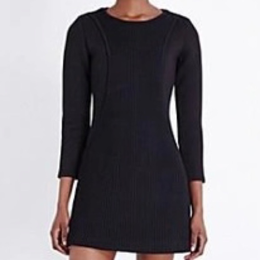 Maje NWT Roxy Mixed Material MIni Dress Black Long Sleeve